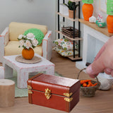 Maxbell 1/12 Scale Miniature Suitcase Wooden Furniture for Bedroom Living Room Decor Red Brown