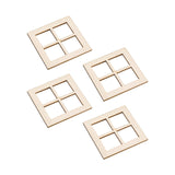 Maxbell 4x Tiny Wooden Window Model Mini Window Frame Model for Model Town Accessory