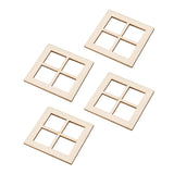 Maxbell 4x Tiny Wooden Window Model Mini Window Frame Model for Model Town Accessory