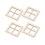 Maxbell 4x Tiny Wooden Window Model Mini Window Frame Model for Model Town Accessory