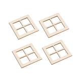 Maxbell 4x Tiny Wooden Window Model Mini Window Frame Model for Model Town Accessory
