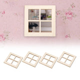 Maxbell 4x Tiny Wooden Window Model Mini Window Frame Model for Model Town Accessory