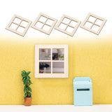 Maxbell 4x Tiny Wooden Window Model Mini Window Frame Model for Model Town Accessory