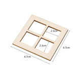 Maxbell 4x Tiny Wooden Window Model Mini Window Frame Model for Model Town Accessory