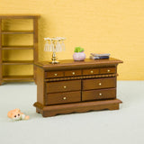 Maxbell 1:12 Scale Dollhouse Mini TV Cabinet with 8 Opening Drawers for Pretend Play