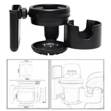 Maxbell Pram Bottle Holder for Pipe Diameter 25-40mm Pram Trolley Bike Cup Holder Black
