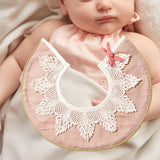 Maxbell Lace Feeding Bibs Absorbent Lace Handmade Drool Burp Bibs for Newborn Infant