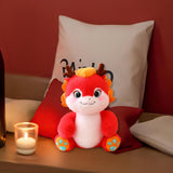 Maxbell Dragon Plush Toy Lovely 2024 Dragon Year Mascots Doll for Home Table Holiday Red