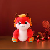 Maxbell Dragon Plush Toy Lovely 2024 Dragon Year Mascots Doll for Home Table Holiday Red