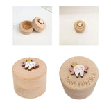 Maxbell Wooden Tooth Storage Box Tooth Holder for Birthday Gift Baby Shower Children without letter
