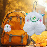 Maxbell Cute Plush Monster with Big Eyes Car Keyrings for Family Friends Boys Girls White