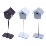 Maxbell Dollhouse Bird House Pretend Play DIY for Garden Micro Landscape Diorama dark brown
