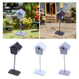 Maxbell Dollhouse Bird House Pretend Play DIY for Garden Micro Landscape Diorama dark brown