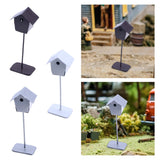 Maxbell Dollhouse Bird House Pretend Play DIY for Garden Micro Landscape Diorama dark brown