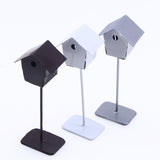 Maxbell Dollhouse Bird House Pretend Play DIY for Garden Micro Landscape Diorama dark brown