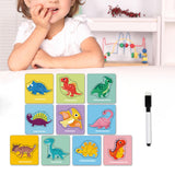 Maxbell Tracing Practice Cards Paper Animals Puzzle Cards for Beginners Kindergarten Dinosaur