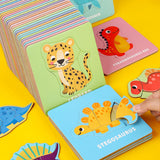 Maxbell Tracing Practice Cards Paper Animals Puzzle Cards for Beginners Kindergarten Dinosaur