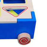 Maxbell Pull Along Wooden Walking Toy Wood Shape Sorter for Early Education Birthday