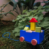 Maxbell Pull Along Wooden Walking Toy Wood Shape Sorter for Early Education Birthday