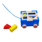 Maxbell Pull Along Wooden Walking Toy Wood Shape Sorter for Early Education Birthday