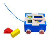 Maxbell Pull Along Wooden Walking Toy Wood Shape Sorter for Early Education Birthday