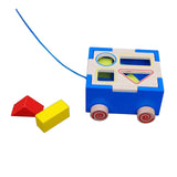 Maxbell Pull Along Wooden Walking Toy Wood Shape Sorter for Early Education Birthday