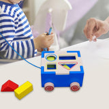 Maxbell Pull Along Wooden Walking Toy Wood Shape Sorter for Early Education Birthday