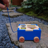 Maxbell Pull Along Wooden Walking Toy Wood Shape Sorter for Early Education Birthday