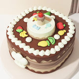 Maxbell Birthday Cake Set Interactive Toy with 12 Clays for Preschool Birthday Gifts Brown