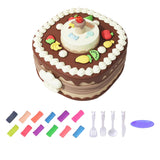 Maxbell Birthday Cake Set Interactive Toy with 12 Clays for Preschool Birthday Gifts Brown
