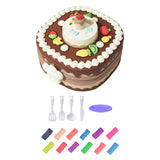 Maxbell Birthday Cake Set Interactive Toy with 12 Clays for Preschool Birthday Gifts Brown