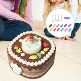 Maxbell Birthday Cake Set Interactive Toy with 12 Clays for Preschool Birthday Gifts Brown