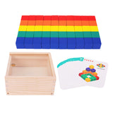 Maxbell Wooden Colors Cube Multicolor Wooden Blocks for Preschool Toddlers Boy Girls