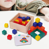Maxbell Wooden Colors Cube Multicolor Wooden Blocks for Preschool Toddlers Boy Girls