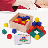 Maxbell Wooden Colors Cube Multicolor Wooden Blocks for Preschool Toddlers Boy Girls