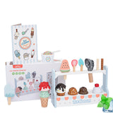 Maxbell Wooden Ice Cream Set with Wooden Stand Food Toys Set for Children Kids Gifts