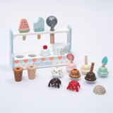 Maxbell Wooden Ice Cream Set with Wooden Stand Food Toys Set for Children Kids Gifts