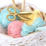 Maxbell 1/12 Dollhouse Woolen Yarn in Basket Miniature for Dollhouse Decor Ornaments blue