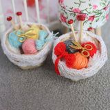 Maxbell 1/12 Dollhouse Woolen Yarn in Basket Miniature for Dollhouse Decor Ornaments blue