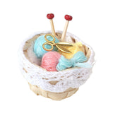 Maxbell 1/12 Dollhouse Woolen Yarn in Basket Miniature for Dollhouse Decor Ornaments blue