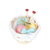 Maxbell 1/12 Dollhouse Woolen Yarn in Basket Miniature for Dollhouse Decor Ornaments blue