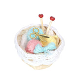 Maxbell 1/12 Dollhouse Woolen Yarn in Basket Miniature for Dollhouse Decor Ornaments blue