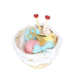 Maxbell 1/12 Dollhouse Woolen Yarn in Basket Miniature for Dollhouse Decor Ornaments blue