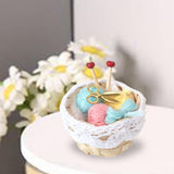 Maxbell 1/12 Dollhouse Woolen Yarn in Basket Miniature for Dollhouse Decor Ornaments blue