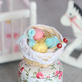 Maxbell 1/12 Dollhouse Woolen Yarn in Basket Miniature for Dollhouse Decor Ornaments blue