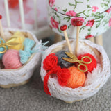 Maxbell 1/12 Dollhouse Woolen Yarn in Basket Miniature for Dollhouse Decor Ornaments red