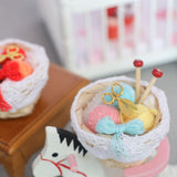 Maxbell 1/12 Dollhouse Woolen Yarn in Basket Miniature for Dollhouse Decor Ornaments red