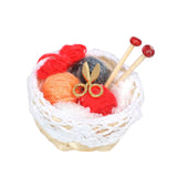 Maxbell 1/12 Dollhouse Woolen Yarn in Basket Miniature for Dollhouse Decor Ornaments red