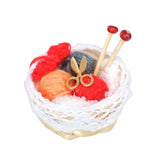 Maxbell 1/12 Dollhouse Woolen Yarn in Basket Miniature for Dollhouse Decor Ornaments red