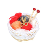 Maxbell 1/12 Dollhouse Woolen Yarn in Basket Miniature for Dollhouse Decor Ornaments red